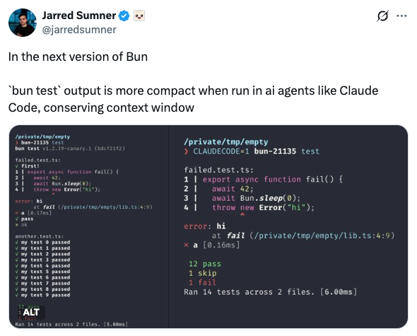 Bun optimizes for agent context memory